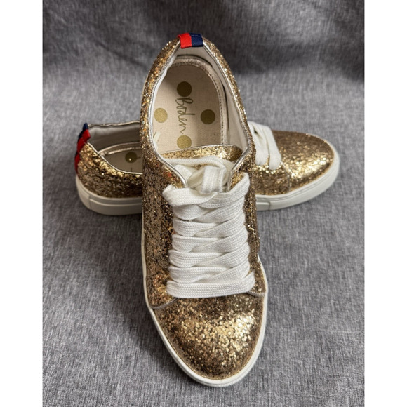Boden Shoes - Boden Gold Glitter "Flat Form" Sneakers Lace-Up size 38